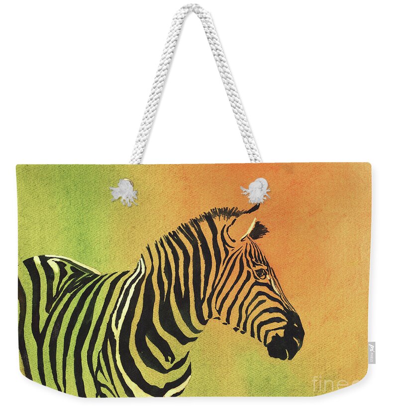 Color Weekender Tote Bag featuring the painting Zebra IV by Ryan Fox
