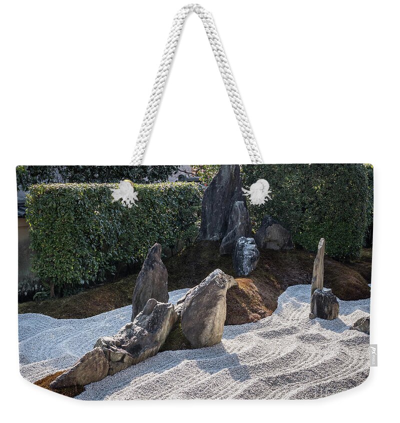 Zen Weekender Tote Bag featuring the photograph Zen Garden, Kyoto Japan 2 by Perry Rodriguez
