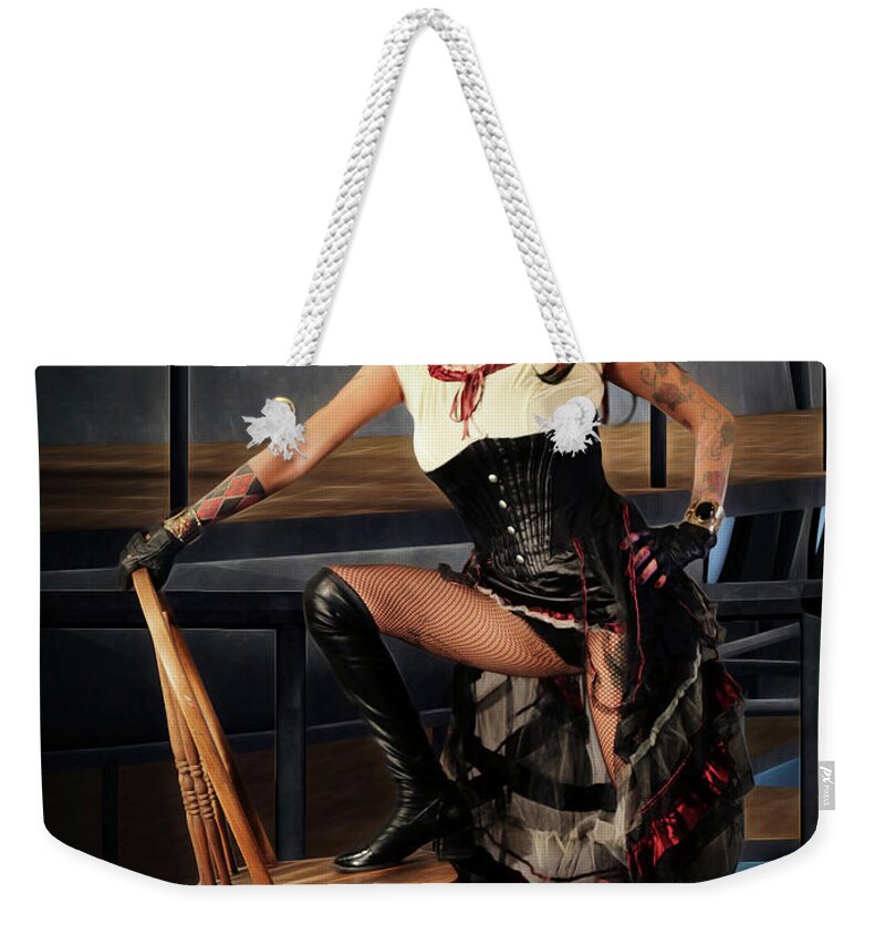Steam Punk Weekender Tote Bag featuring the photograph Zeppelin Rider by Jon Volden