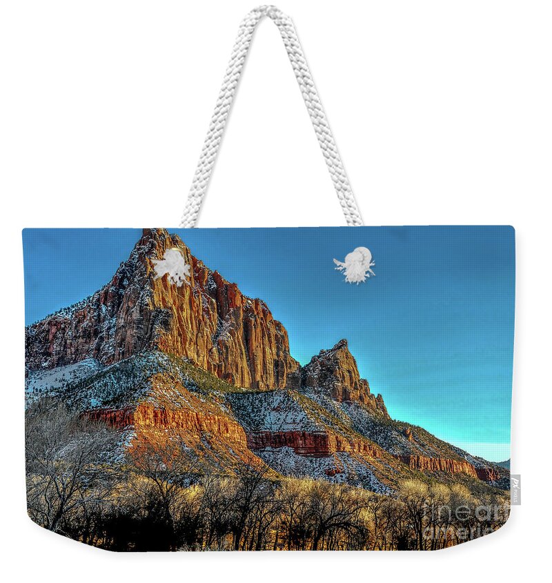 Zion National Park Weekender Tote Bag featuring the photograph Zion Sunset by David Meznarich