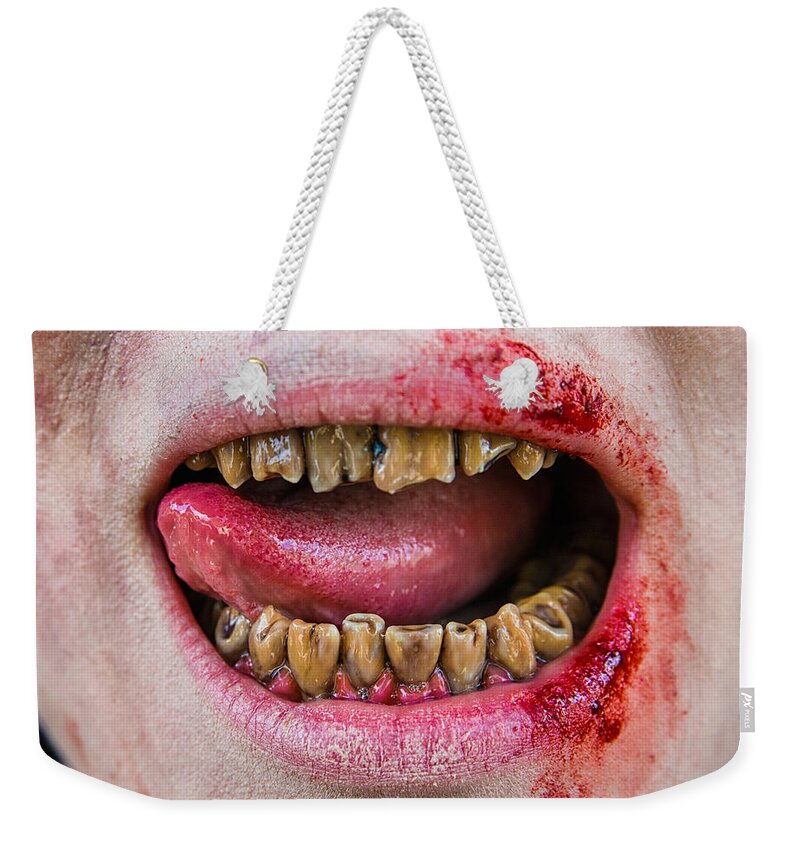 Teeth Weekender Tote Bag featuring the photograph Zombie mouth and teeth by Matthias Hauser