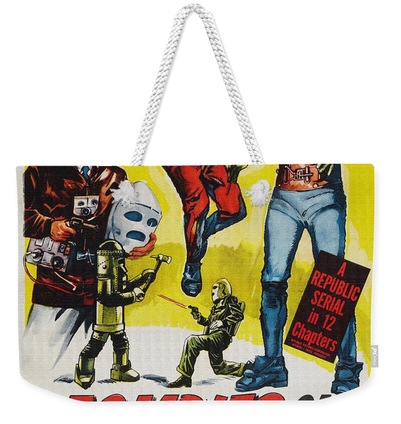 Zombies Weekender Tote Bag featuring the digital art Zombies of the Stratosphere Classic Poster by Vintage Collectables