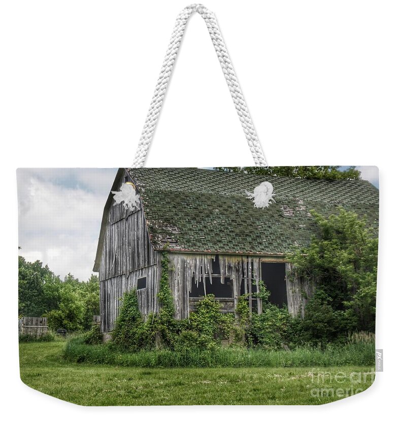 Barn Weekender Tote Bag featuring the photograph 0320 - Hunters Creek's Forgotten Grey by Sheryl L Sutter