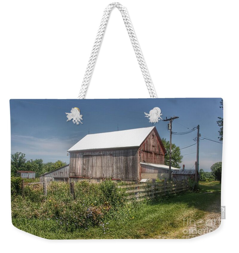 Barn Weekender Tote Bag featuring the photograph 0334 - Castle Road Cow Barn I by Sheryl L Sutter