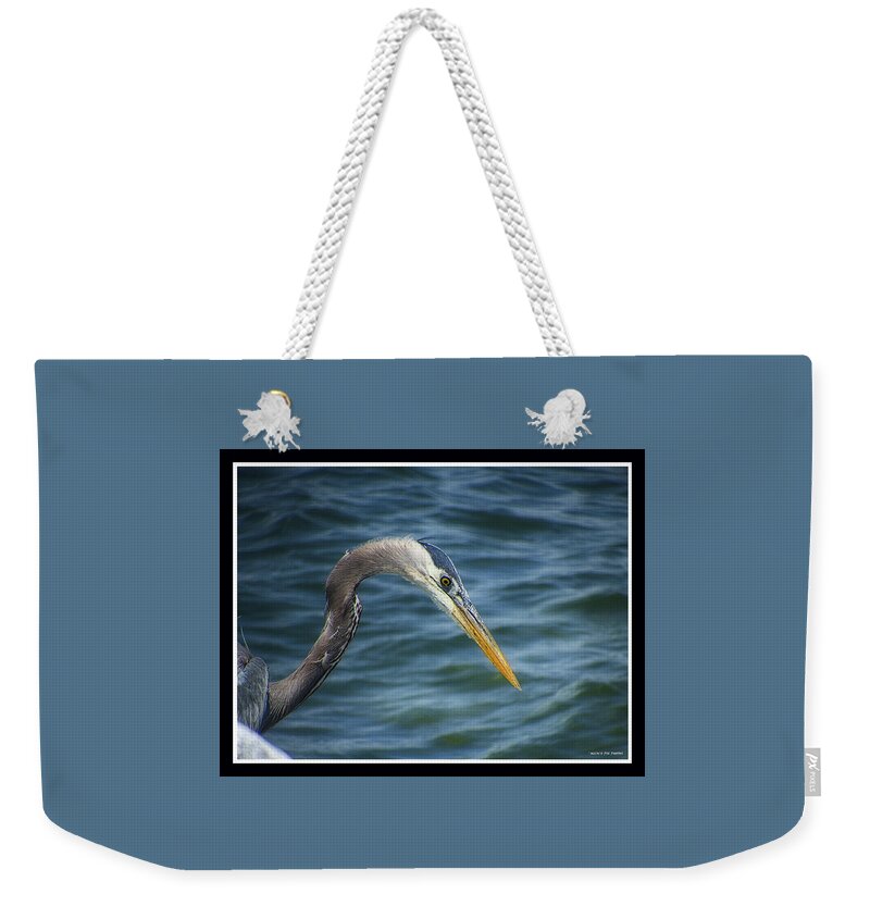 Great Blue Heron Weekender Tote Bag featuring the photograph 051919-1 by Mike Davis