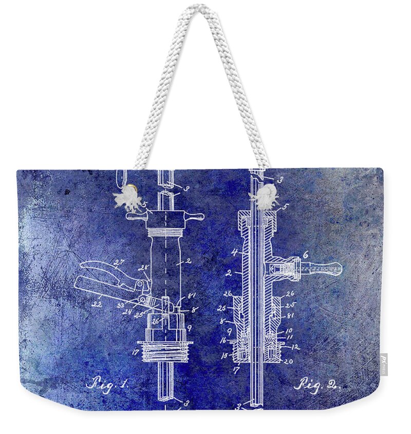 Beer Weekender Tote Bag featuring the photograph 1903 Beer Tap Patent by Jon Neidert