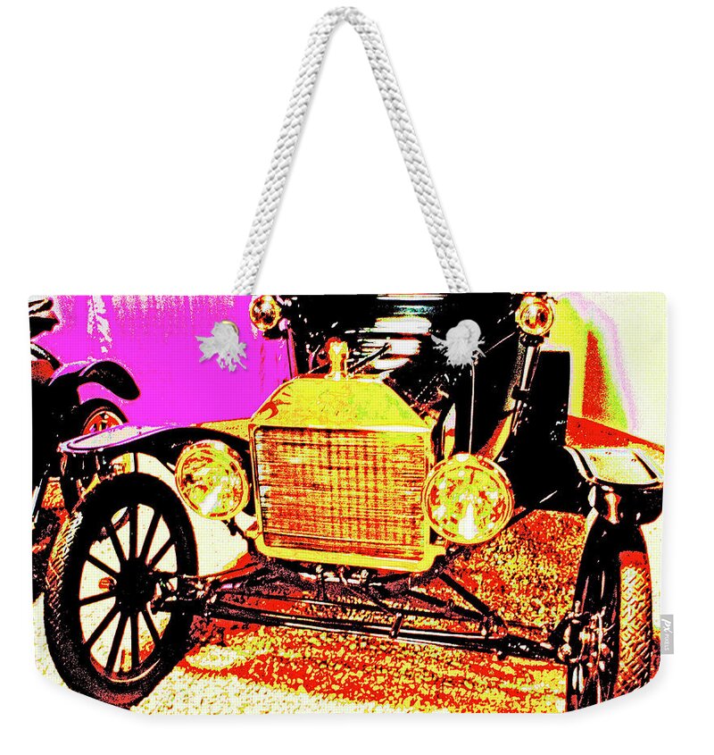 1915 Ford Weekender Tote Bag featuring the photograph 1915 Ford Classic Automobile by A Macarthur Gurmankin