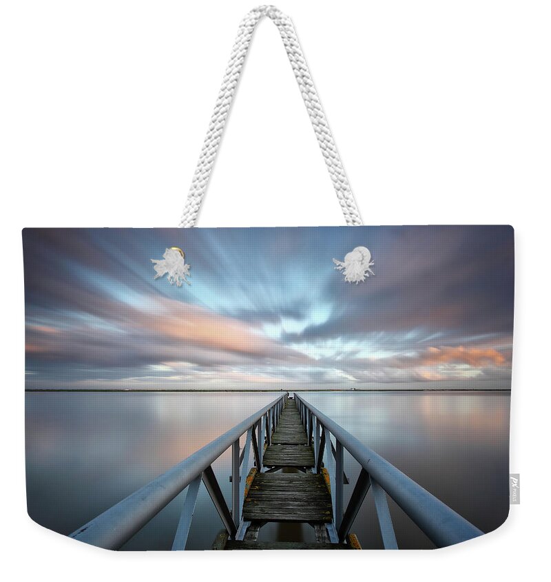 Tranquility Weekender Tote Bag featuring the photograph Abandoned Pier #1 by Searching For The Light