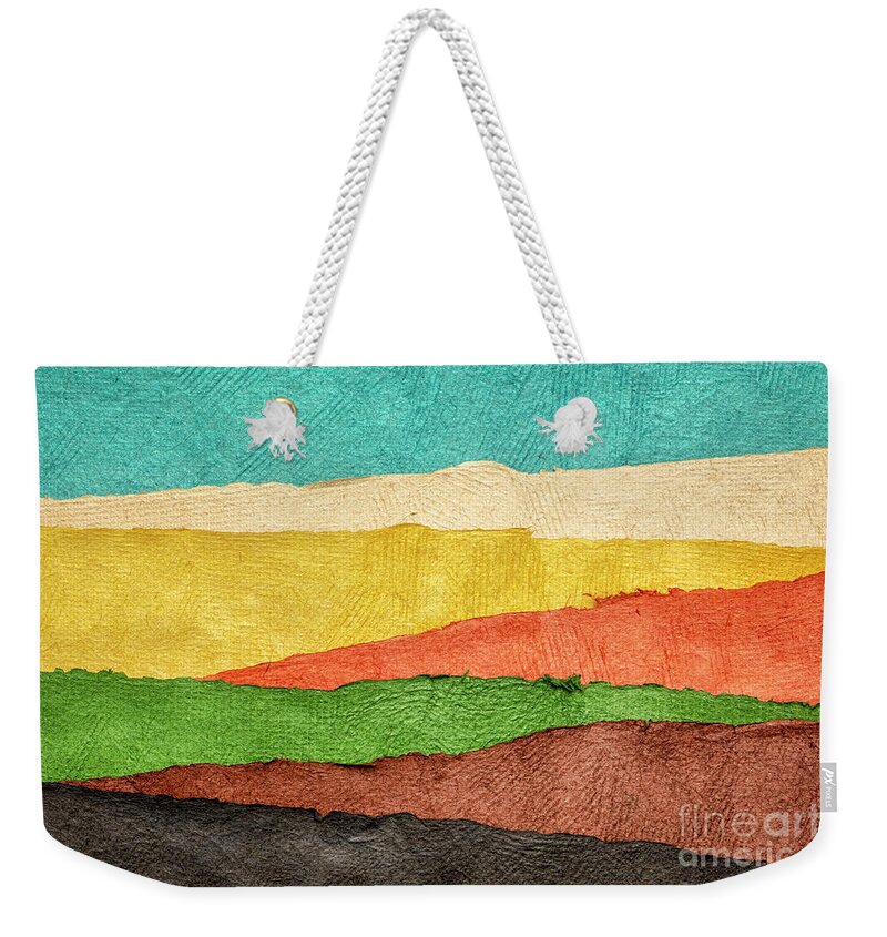 Huun Paper Weekender Tote Bag featuring the photograph Abstract Landscape Created With Handmade Paper #1 by Marek Uliasz