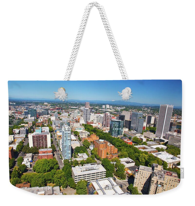 Scenics Weekender Tote Bag featuring the photograph Aerial View Of Portland #1 by Craig Tuttle / Design Pics