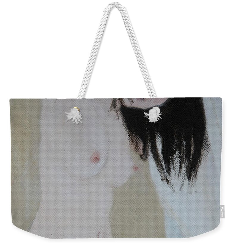 Nude Weekender Tote Bag featuring the painting After Bath #1 by Masami IIDA