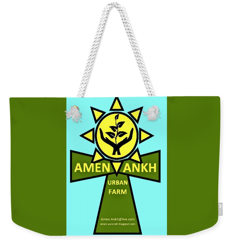 Green Weekender Tote Bag featuring the digital art Amen Ankh #1 by Adenike AmenRa