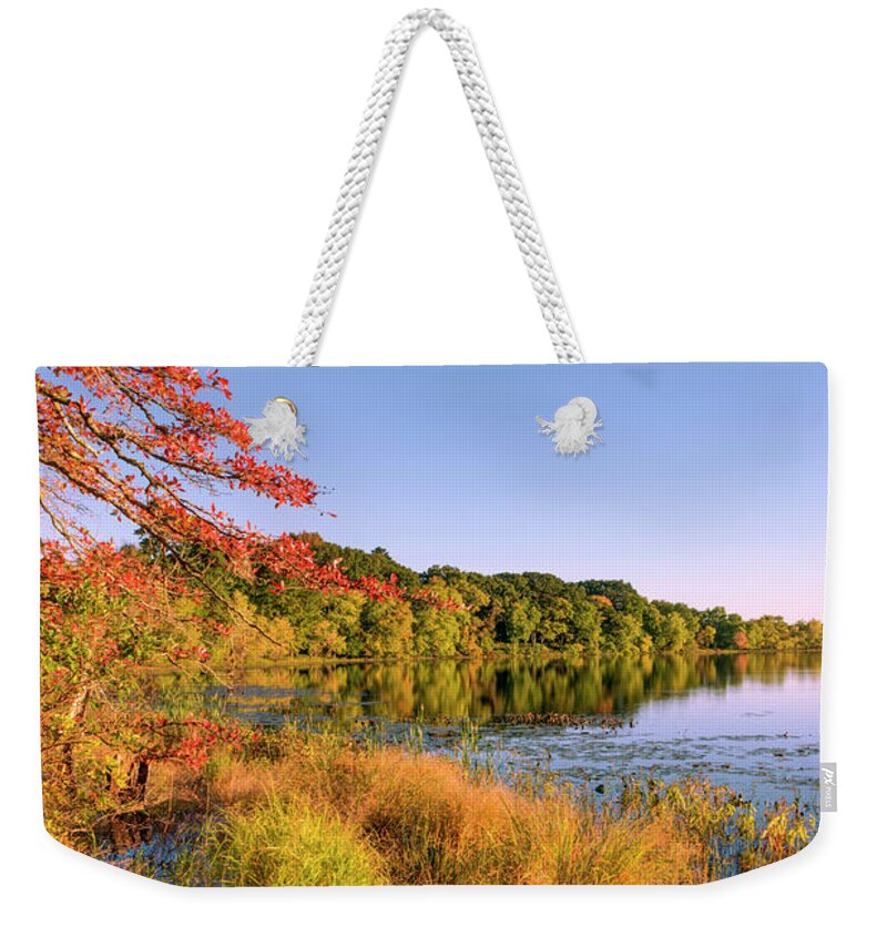 Paysage Weekender Tote Bag featuring the photograph Automne sur le lac #2 by Jean-Pierre Ducondi