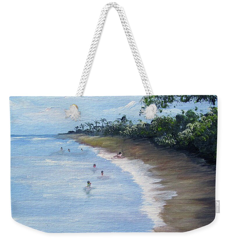 Beach Scene Weekender Tote Bag featuring the painting Beach Scene #2 by Gloria E Barreto-Rodriguez