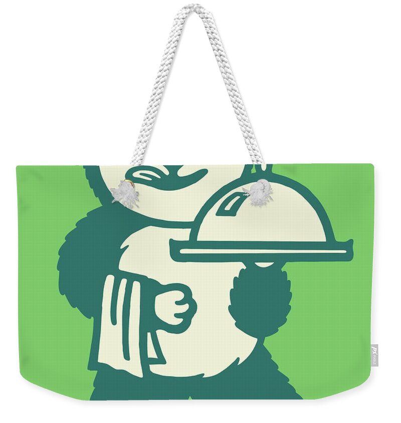 Animal Weekender Tote Bag featuring the drawing Bear Serving Dinner #1 by CSA Images