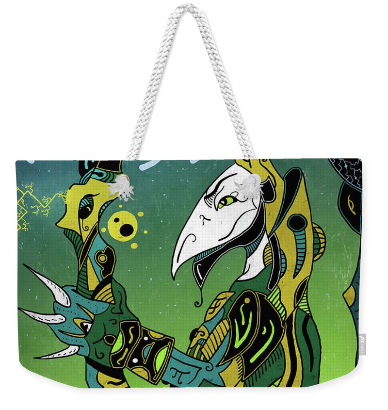 Shaman Weekender Tote Bag featuring the digital art Birdman #1 by Sotuland Art