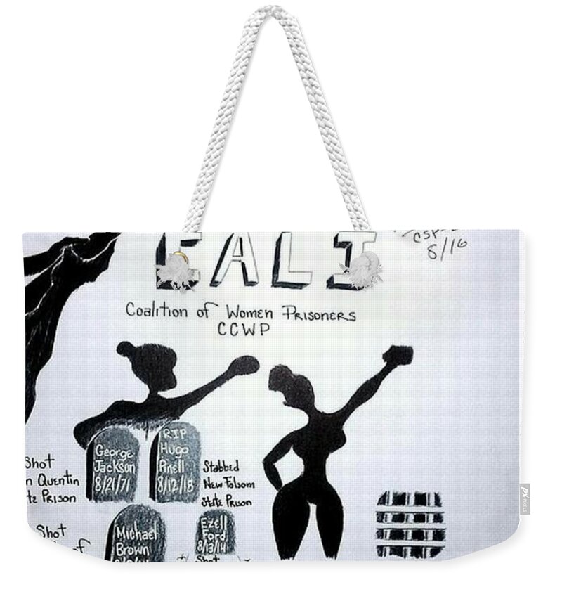 Black Art Weekender Tote Bag featuring the drawing Black August Los Angeles by Donald C-Note Hooker