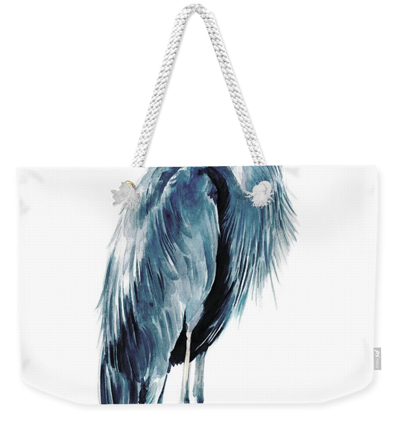 Coastal Weekender Tote Bag featuring the painting Blue Blue Heron I #1 by Jennifer Paxton Parker