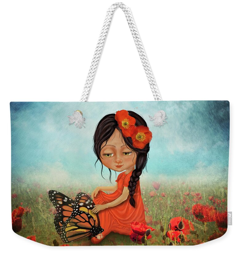 Butterfly Whisperer Weekender Tote Bag featuring the digital art Butterfly Whisperer #1 by Laura Ostrowski