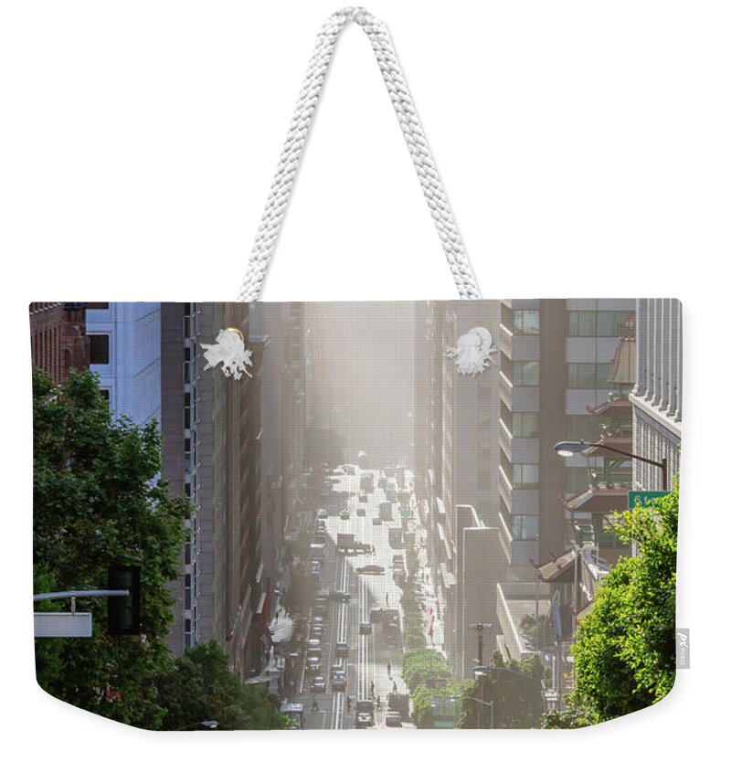 San Francisco Weekender Tote Bag featuring the photograph Cable car in California street, San Francisco, California, USA #1 by Matteo Colombo