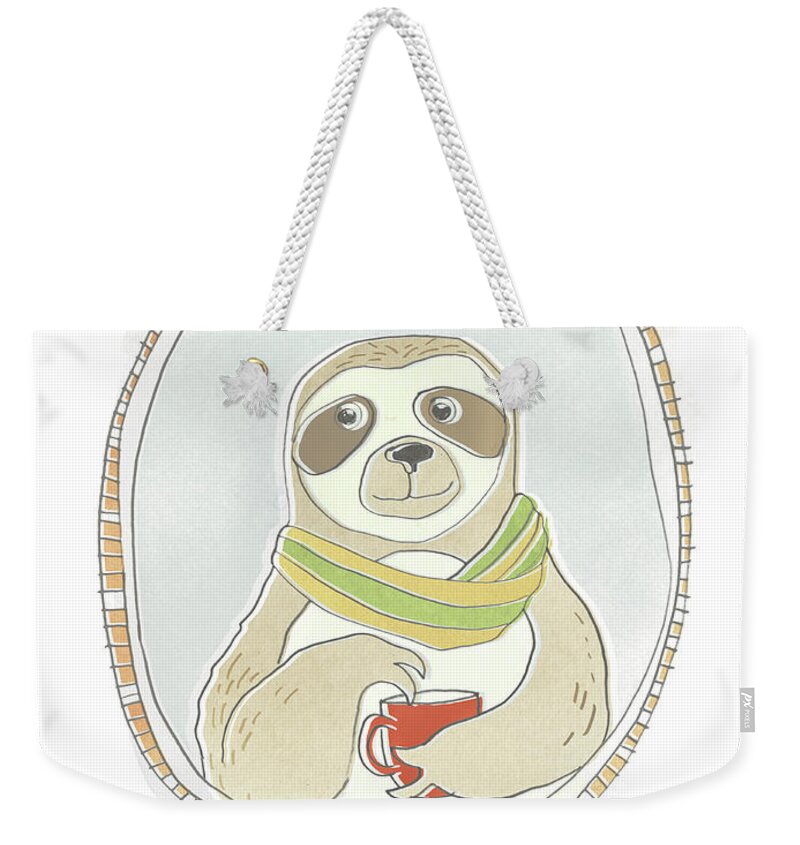Childrens Weekender Tote Bag featuring the painting Caffeinated Cutie IIi #1 by June Erica Vess