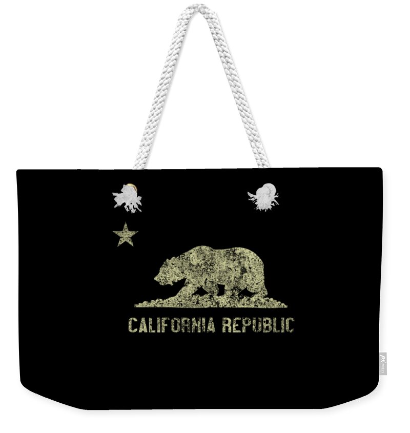 Cool Weekender Tote Bag featuring the digital art California Republic Vintage #1 by Flippin Sweet Gear