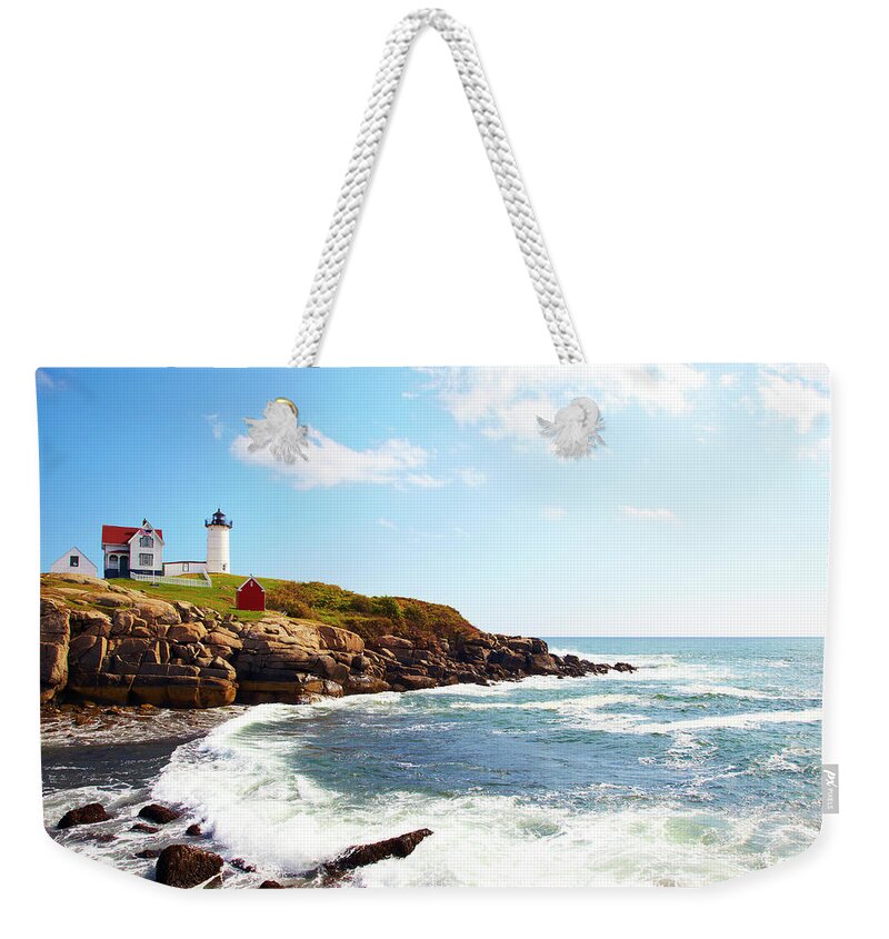 Scenics Weekender Tote Bag featuring the photograph Cape Neddick Nubble Lighthouse #1 by Thomas Northcut