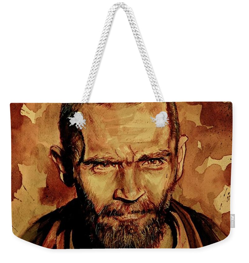 Ryan Almighty Weekender Tote Bag featuring the painting CHARLES MANSON portrait fresh blood by Ryan Almighty