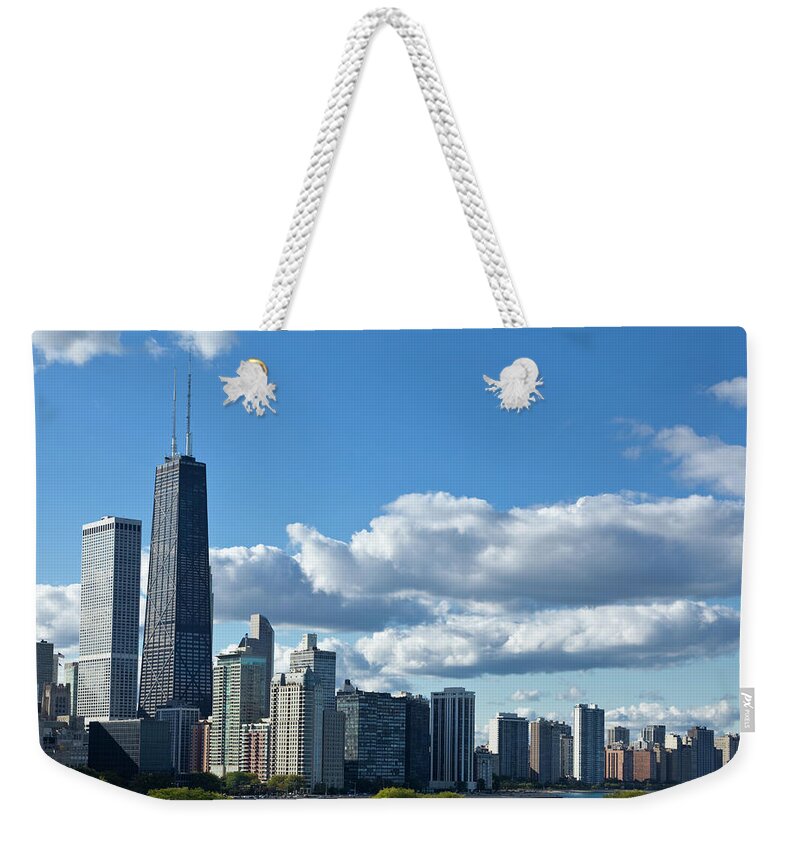 Lake Michigan Weekender Tote Bag featuring the photograph Chicago Skyline #1 by Kubrak78