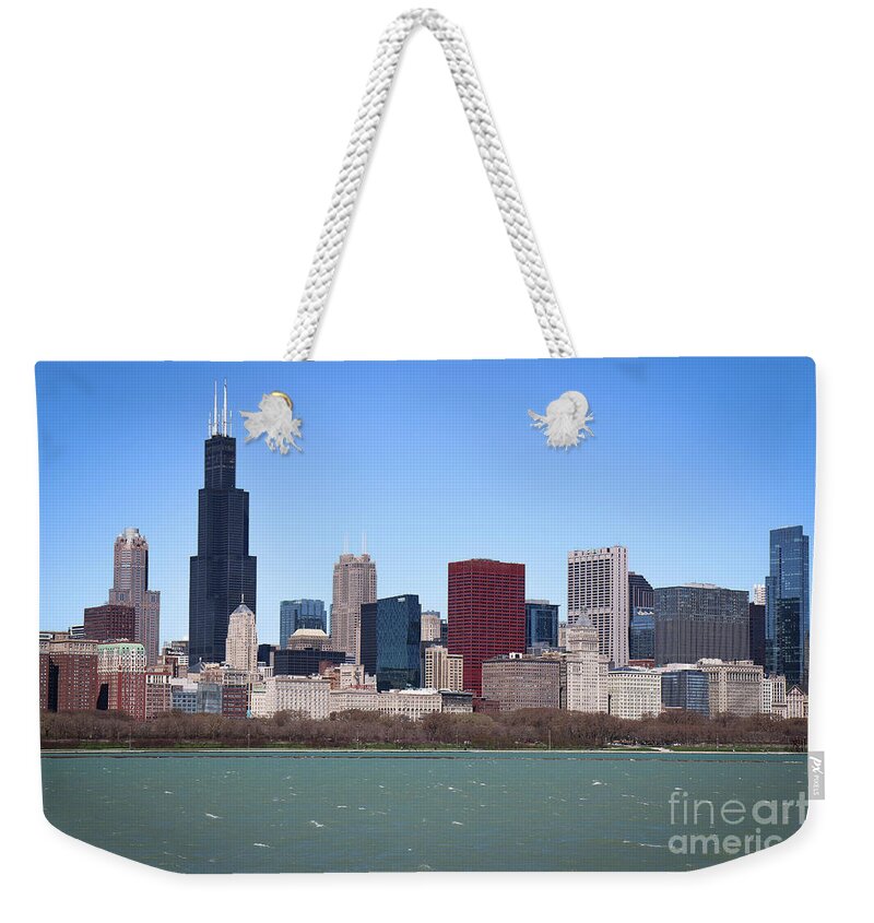 Chicago Weekender Tote Bag featuring the photograph Chicago Skyline #1 by Veronica Batterson