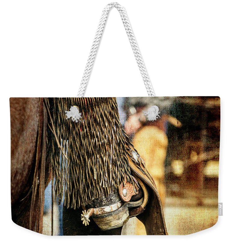Cody Weekender Tote Bag featuring the photograph Cody Spur and Cowboy II by Craig J Satterlee