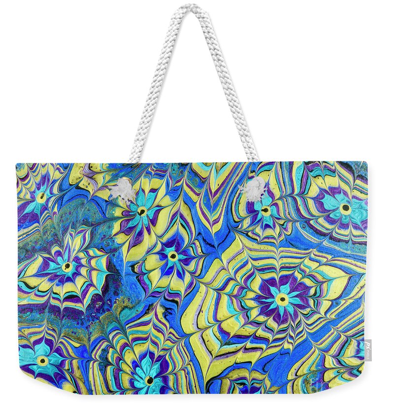 Poured Acrylics Weekender Tote Bag featuring the painting Mutliverse Web by Lucy Arnold