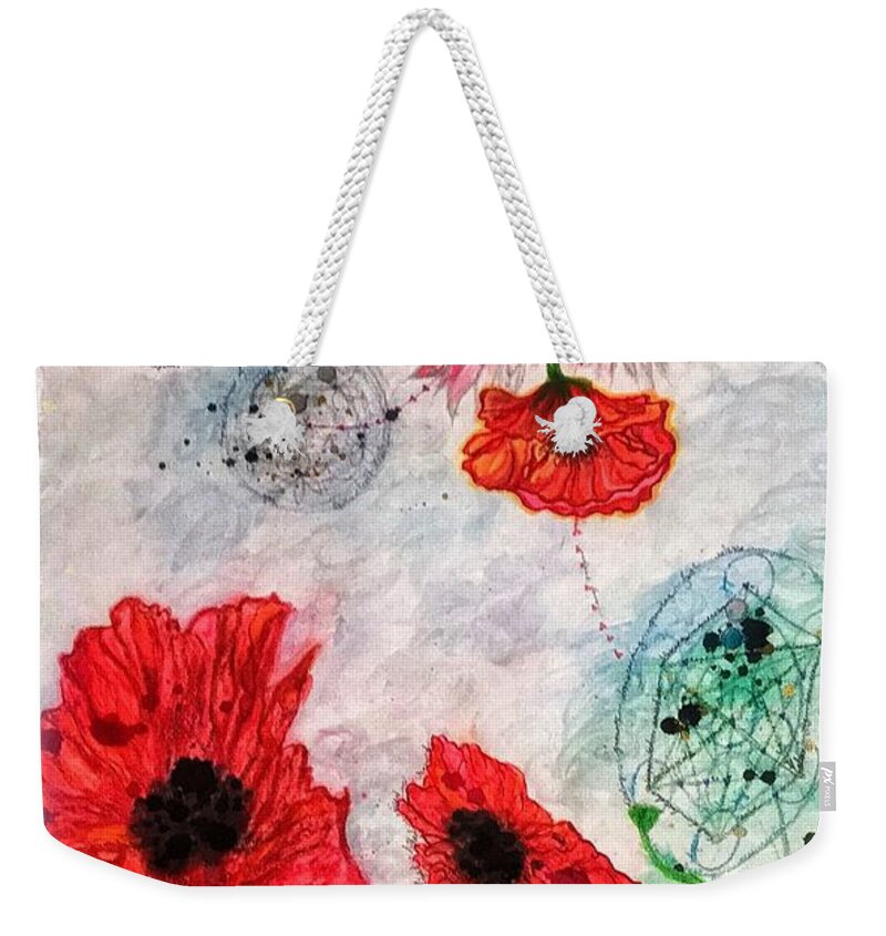 Création Weekender Tote Bag featuring the painting Creation #1 by Christine Paris