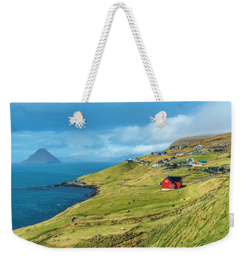 Estock Weekender Tote Bag featuring the digital art Denmark, Faeroe Islands, Streymoy, Velbastadur Oldest Settlements In The Islands #1 by Sebastian Wasek