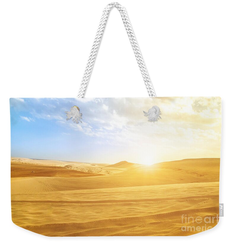 Desert Weekender Tote Bag featuring the photograph Desert landscape Qatar #1 by Benny Marty