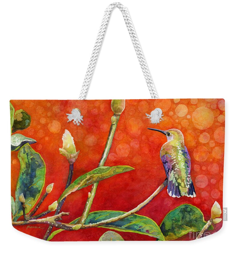 Hummingbird Weekender Tote Bag featuring the painting Dreamy Hummer by Hailey E Herrera