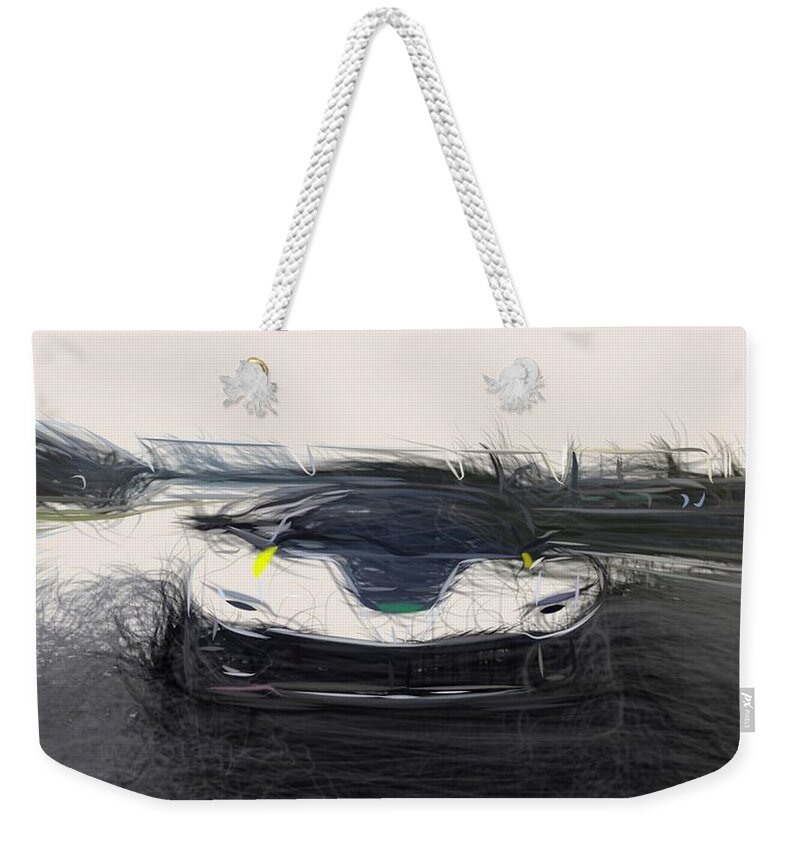 Ferrari Weekender Tote Bag featuring the digital art Ferrari FXX K Evo Drawing #2 by CarsToon Concept