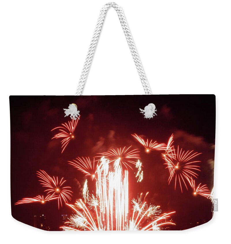 Firework Weekender Tote Bag featuring the photograph Fireworks #2 by Cassandra Buckley