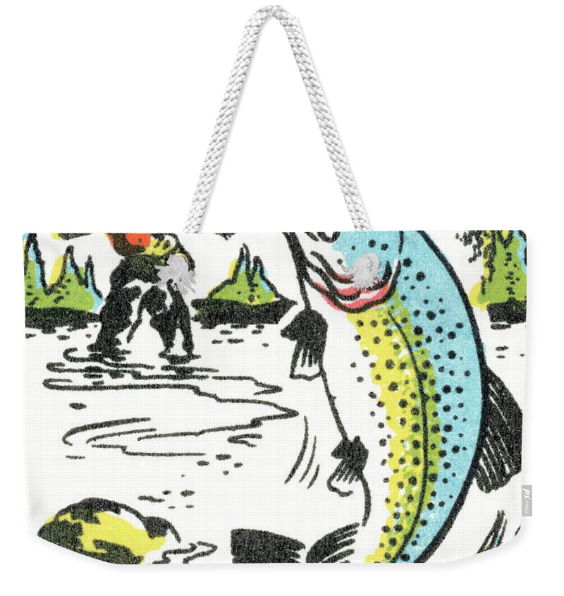 Activity Weekender Tote Bag featuring the drawing Fish on the line #1 by CSA Images