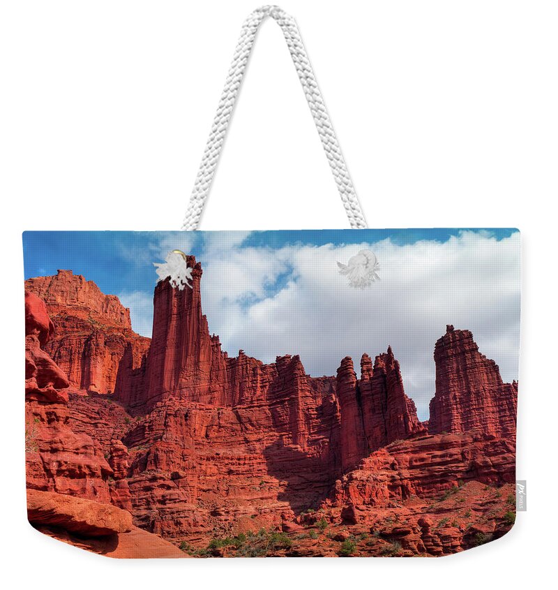Scenics Weekender Tote Bag featuring the photograph Fisher Towers, Moab, Utah, Usa #1 by Fotomonkee