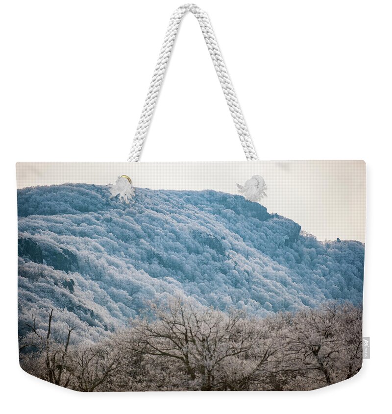 Blue Ridge Weekender Tote Bag featuring the photograph Frost on the Mountain #1 by Mark Duehmig