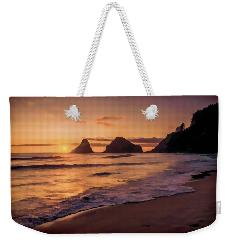 Sunset Weekender Tote Bag featuring the painting Glorious Sunset by Bonnie Bruno
