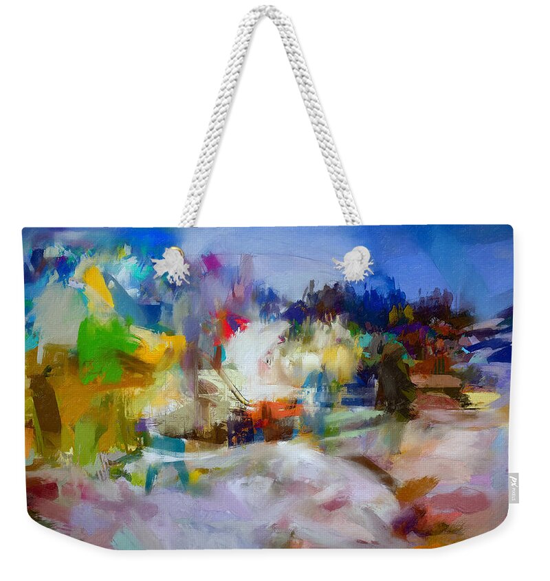 Art Weekender Tote Bag featuring the mixed media Good Vibes Of Spring By The Riverside by Aleksandrs Drozdovs