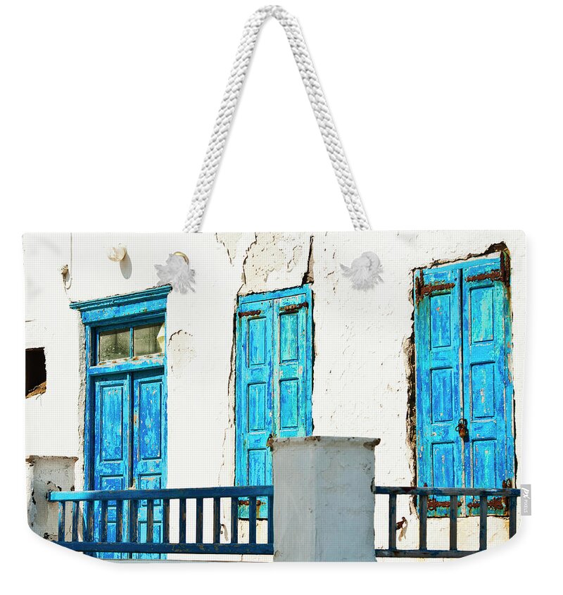 Mykonos Town Weekender Tote Bag featuring the photograph Greece, Cyclades Islands, Mykonos, Old #1 by Tetra Images