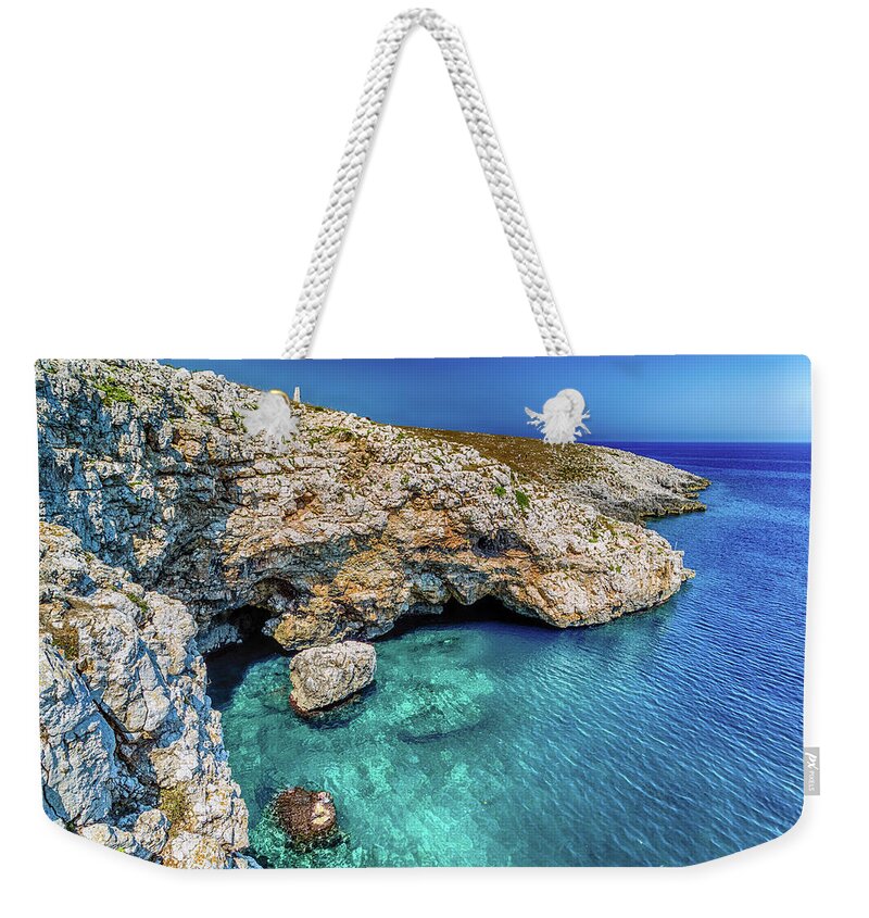 Italy Weekender Tote Bag featuring the photograph Green Cove On The Rocky Beach #1 by Vivida Photo PC