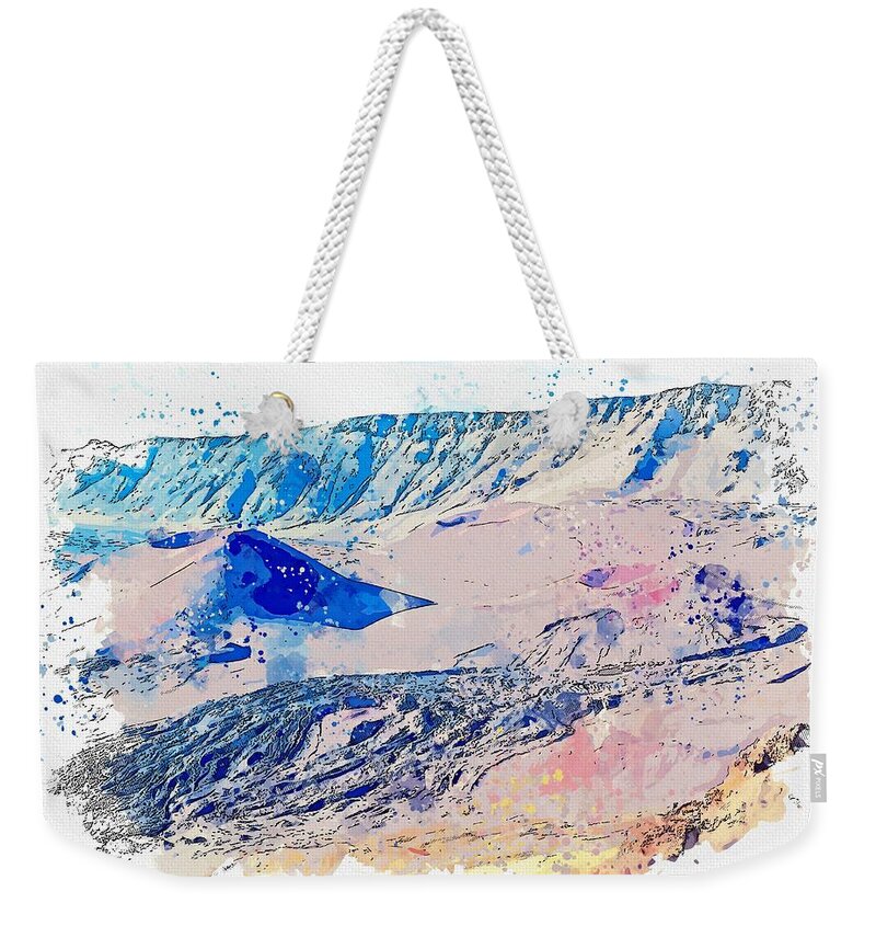 Nature Weekender Tote Bag featuring the painting Haleakala, Kula, United States watercolor by Ahmet Asar #1 by Celestial Images