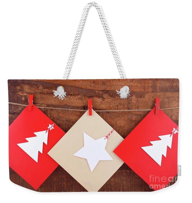 December 25 Weekender Tote Bag featuring the photograph Handmade Christmas Greeting Card #1 by Milleflore Images