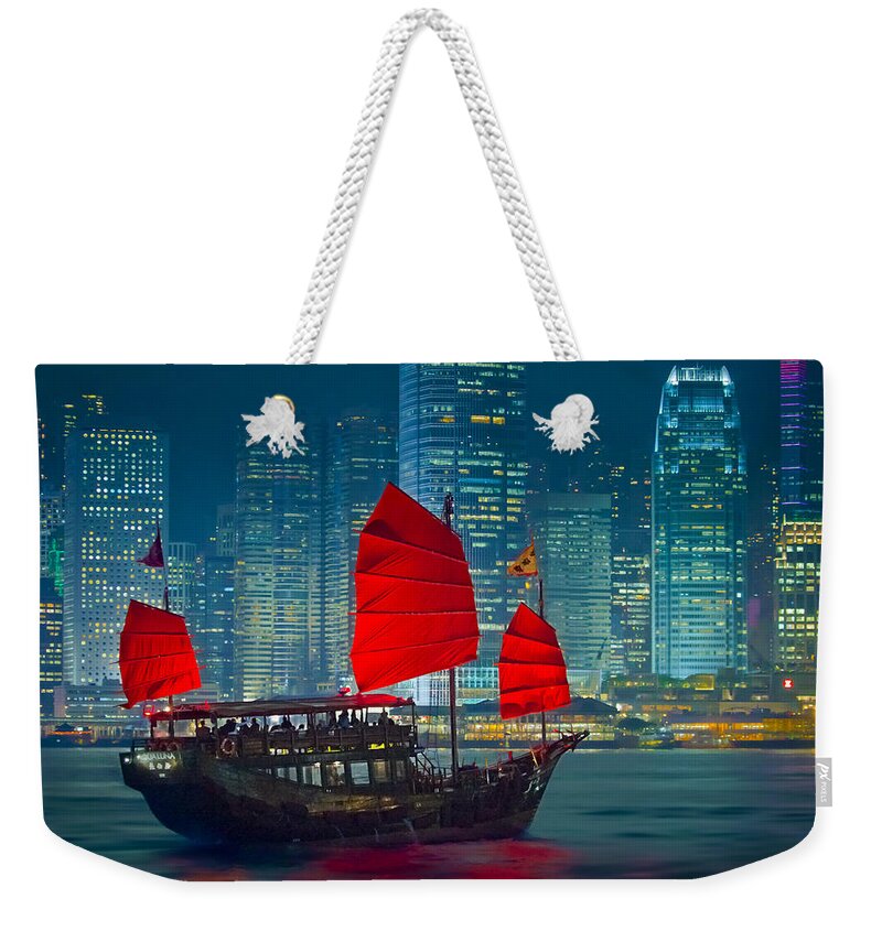 Outdoors Weekender Tote Bag featuring the photograph Hong Kong-boat #1 by Albert Photo