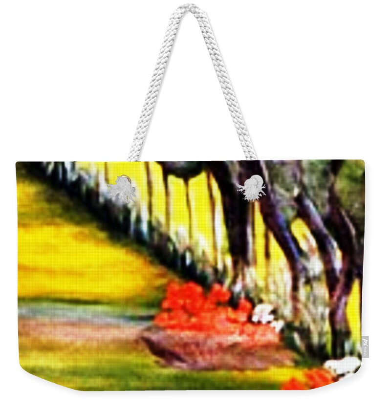 Sprıng Weekender Tote Bag featuring the painting In The Garden #1 by Duygu Kivanc