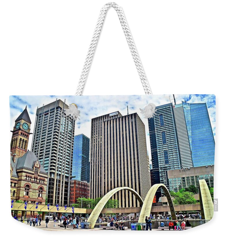 Toronto Weekender Tote Bag featuring the photograph In the Heart of Toronto #1 by Frozen in Time Fine Art Photography
